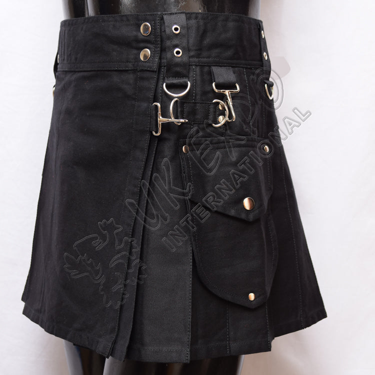 Black Ladies Utility Kilt