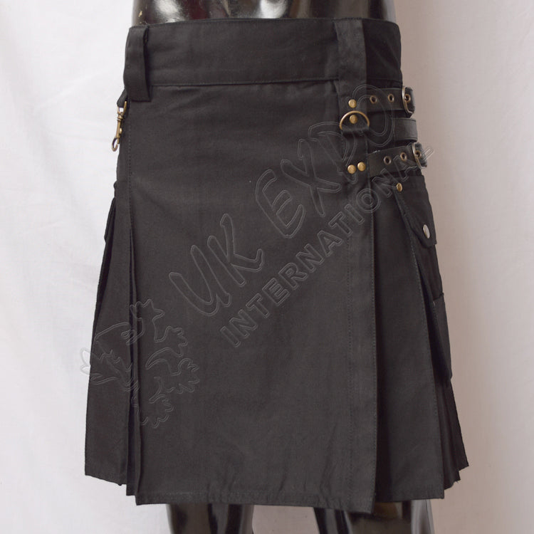 Ladies Black Heavy Duty Utility Kilt