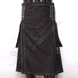 Heavy Duty Black Color With White Out Thread Utility Kilt
