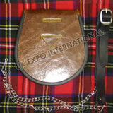 Brown Leather Embossed Freemasonry Day Wear Sporran