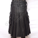 Black Heavy Duty 8 Straps Snap Closing Utility Kilt