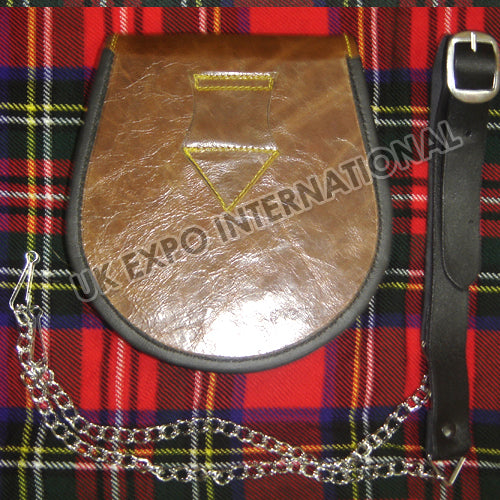 Brown Leather Embossed Highland Day Wear Sporran