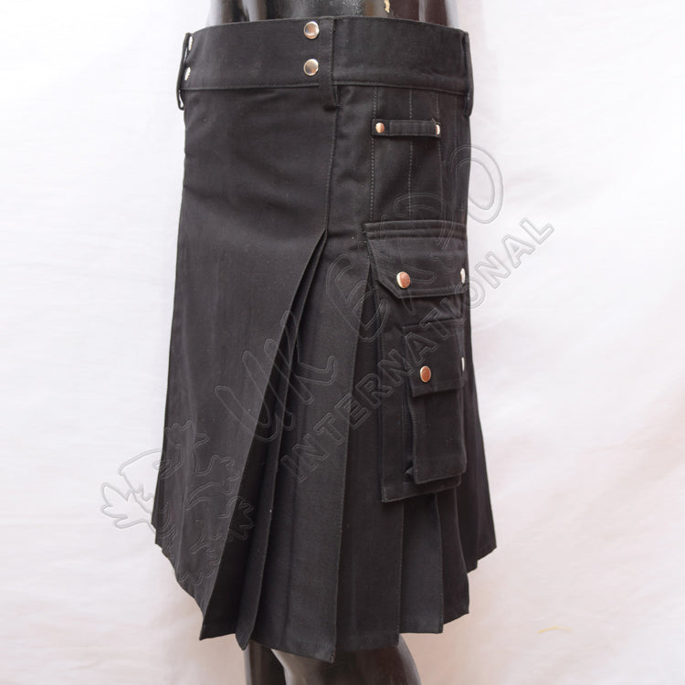 Men's Black Utility Kilt