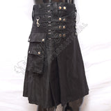 Black Heavy Duty 8 Straps Snap Closing Utility Kilt