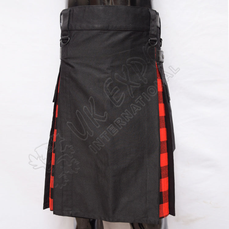 Decent Black Hybrid With MacGregor Rob Roy Tartan Utility Kilt