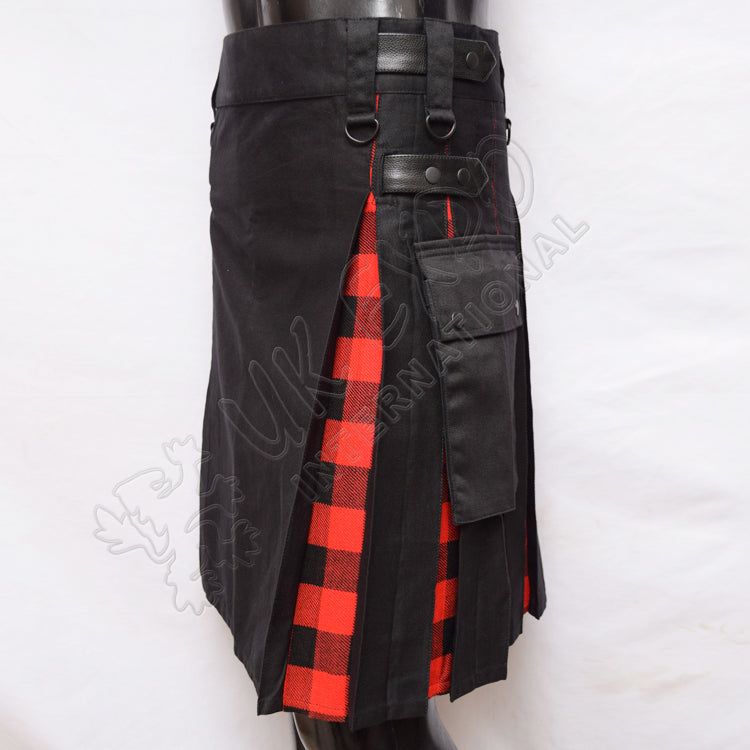 Decent Black Hybrid With MacGregor Rob Roy Tartan Utility Kilt