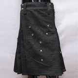 Black Denim Y Style Utility Kilt