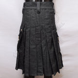 Black Denim Y Style Utility Kilt