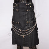 Black Gothic Stylish With Chains Tactical Webbing Utility Kilt