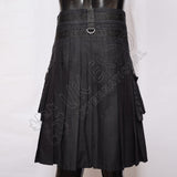 Black Gothic Stylish With Chains Tactical Webbing Utility Kilt