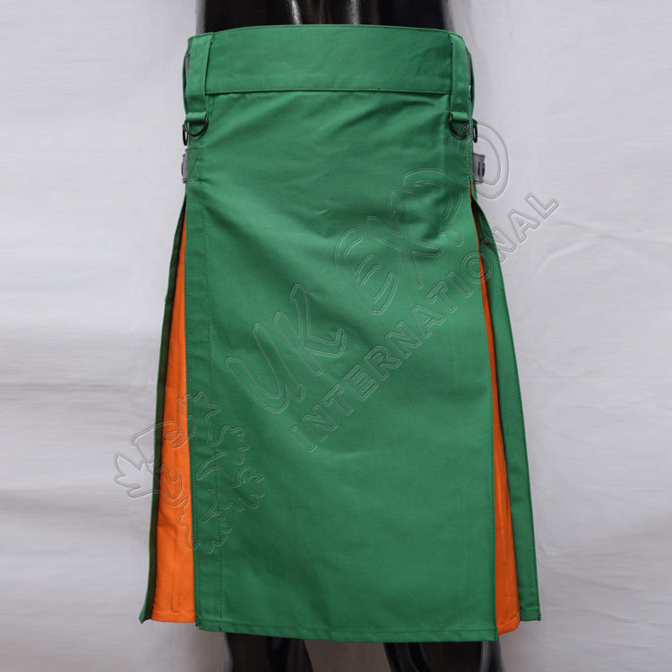 Green With Orange Hybrid Two Tone Utility Kilt