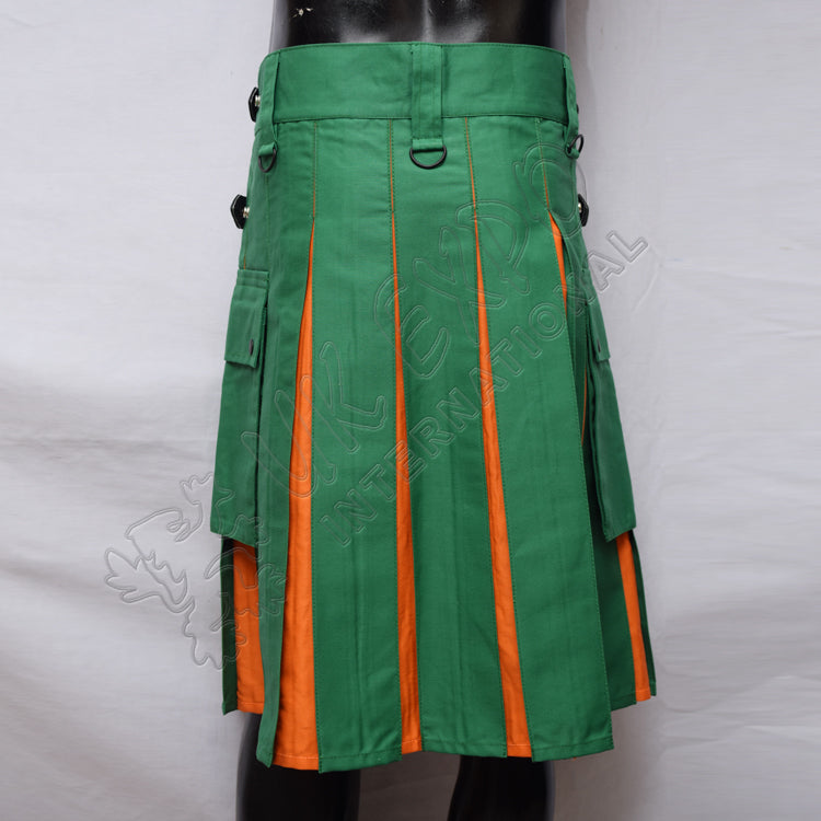 Green With Orange Hybrid Two Tone Utility Kilt