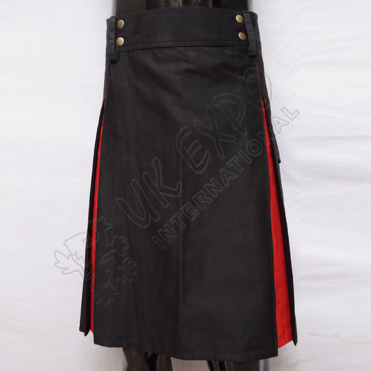 Decent Black And Red Color Hybrid Utility Kilt