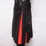 Decent Black And Red Color Hybrid Utility Kilt