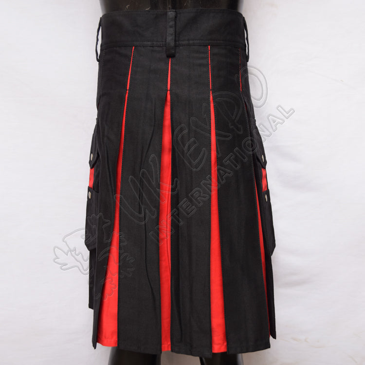 Decent Black And Red Color Hybrid Utility Kilt