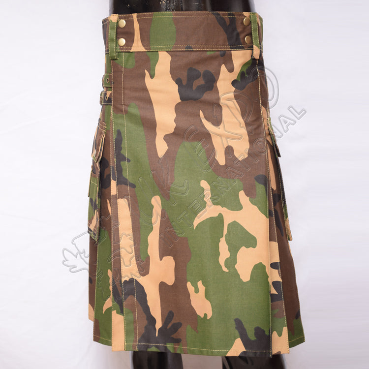 Modern Men Camouflage Utility Kilt