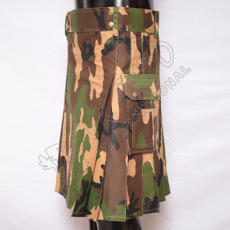 Modern Men Camouflage Utility Kilt