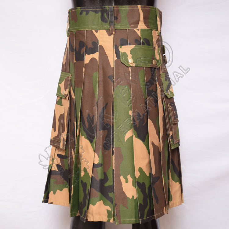 Modern Men Camouflage Utility Kilt