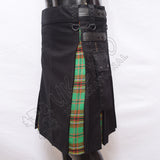 Black Cotton With Tara Murphy Tartan Hybrid Utility Kilt