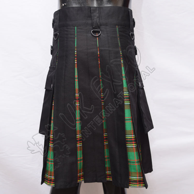 Black Cotton With Tara Murphy Tartan Hybrid Utility Kilt