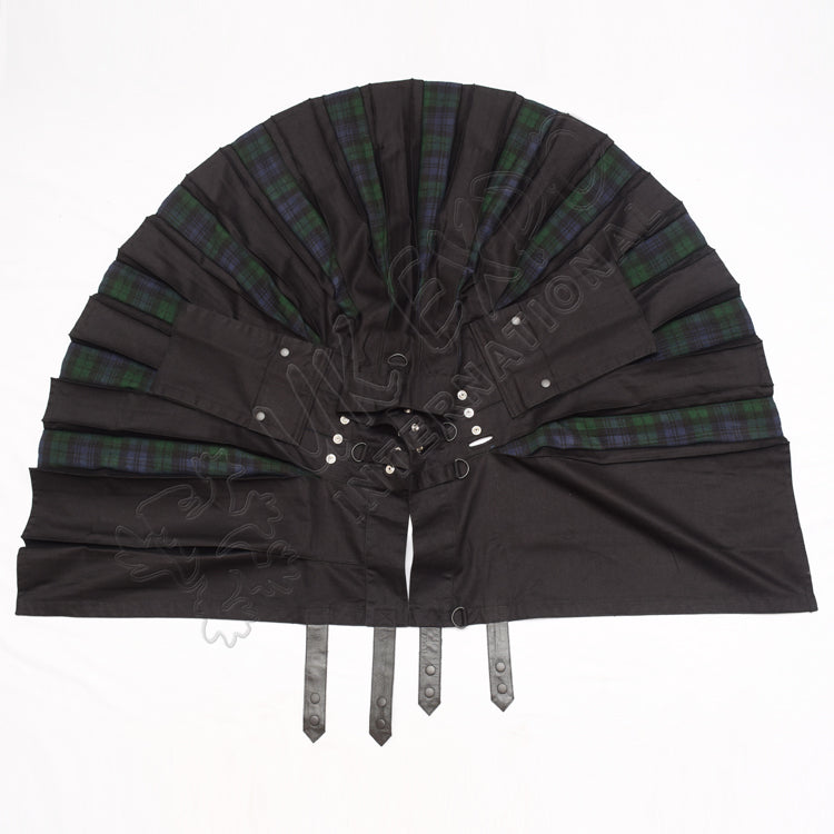 Black Hybrid With Black Watch Tartan Utility Kilt