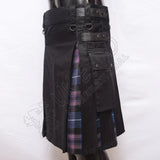 Black Hybrid With Pride of Scotland Tartan Utility Kilt