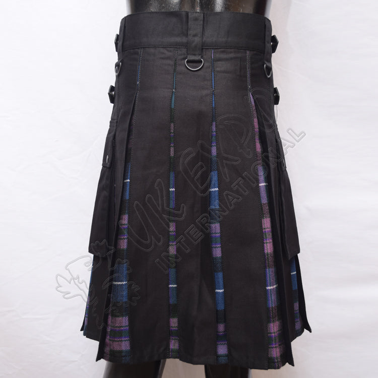 Black Hybrid With Pride of Scotland Tartan Utility Kilt