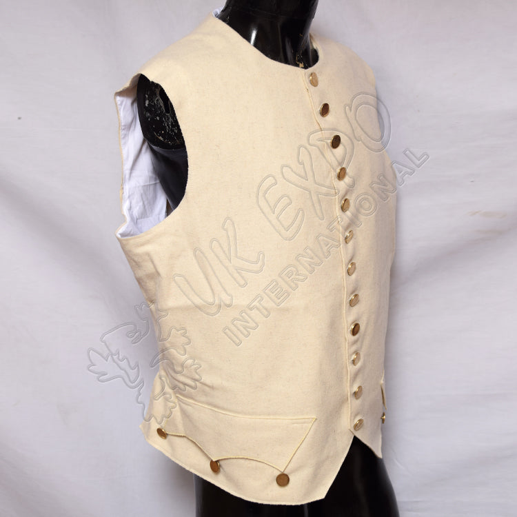 Off White Wool Vest Military Waistcoat