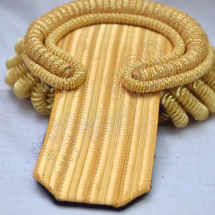 Gold Bullion Moon Epaulettes Dark Blue Wool Back Military Shoulder Boards