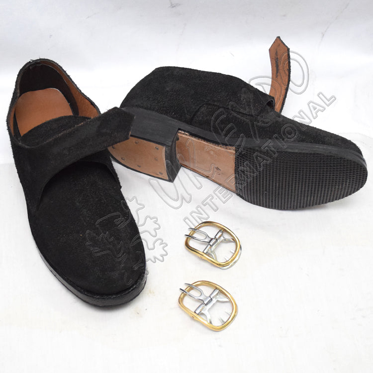 Men 18th Century Colonial Buckle Black Shoes