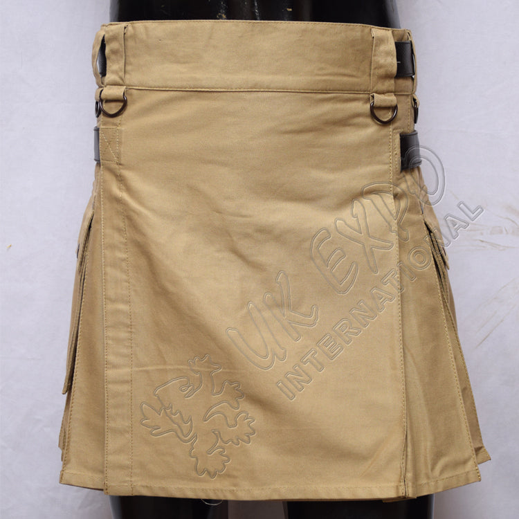 Women Khaki Utility Kilt Cargo Style