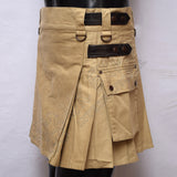 Women Khaki Utility Kilt Cargo Style