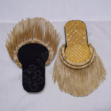 Gold Bullion Hand Embroidery Officer Epaulettes Gold Fringe Black Wool Back Military Shoulder Boards