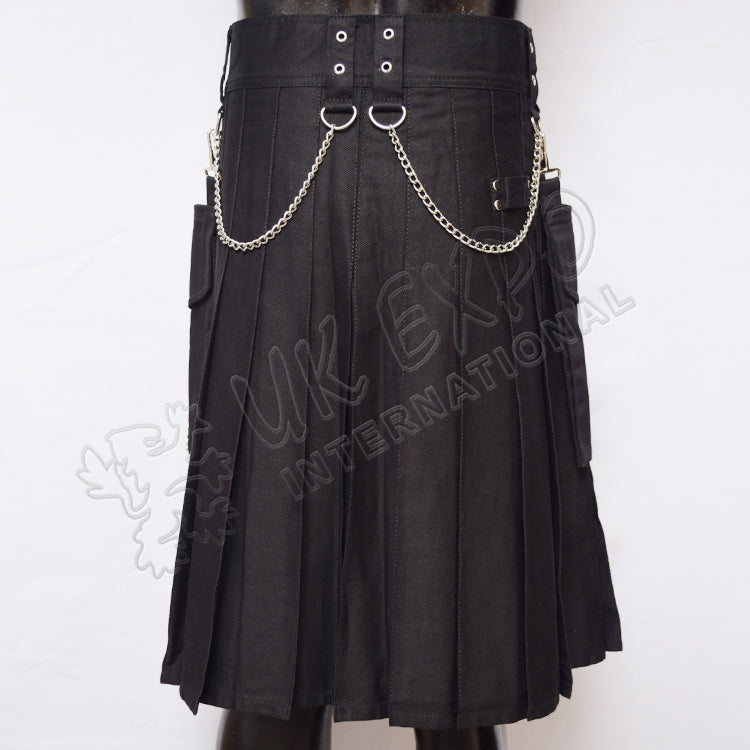 Vee Snappy Black Sports Chain Style Utility Kilt Detachable Pockets