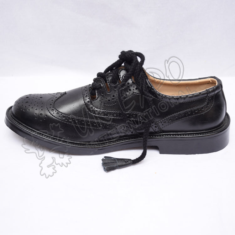 Men Traditional Celtic Black Leather Ghillie Brogues