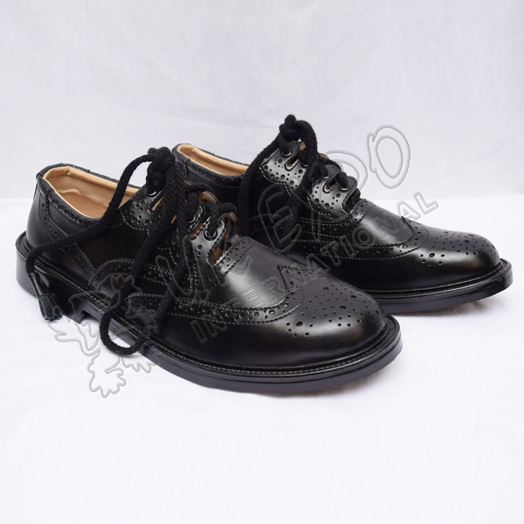 Men Traditional Celtic Black Leather Ghillie Brogues