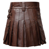 Brown Leather Warrior Kilt 4 Strap Utility Kilt