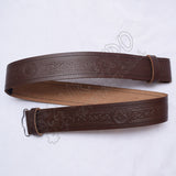 Brown Celtic Belt With Scottish Celtic Embossed Leather Belt