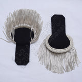 Dark Blue Epaulettes Silver Bullion Fringe Military Shoulder Boards