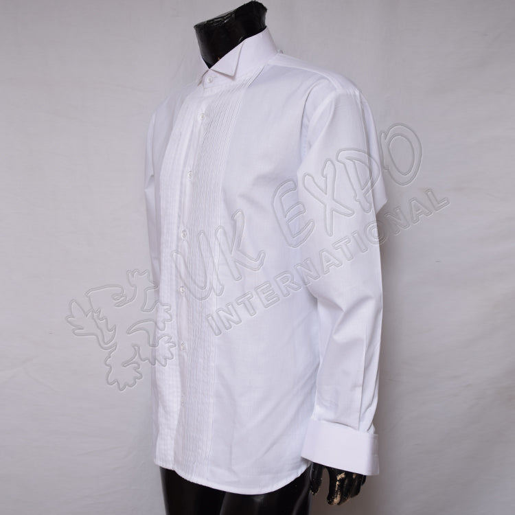 White Evening Shirt Wing Collar With Pleated Front