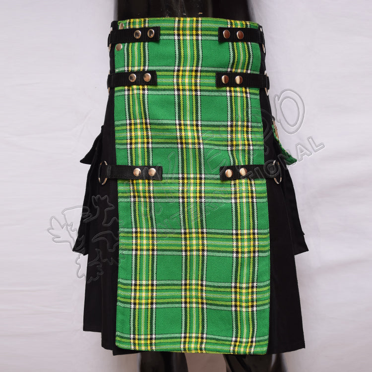 Men Style Hybrid Irish National Tartan Utility Kilt