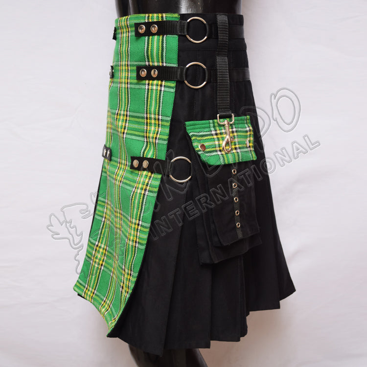 Men Style Hybrid Irish National Tartan Utility Kilt