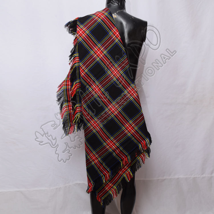 Black Stewart Tartan Drummer And Pipers Fly Plaids