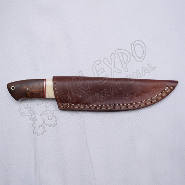 Thunder Cut Knife Damascus Blade With Wood/Bone Handle Brass