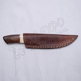 Thunder Cut Knife Damascus Blade With Wood/Bone Handle Brass