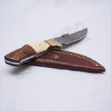 Thunder Cut Knife Damascus Blade With Wood/Bone Handle Brass