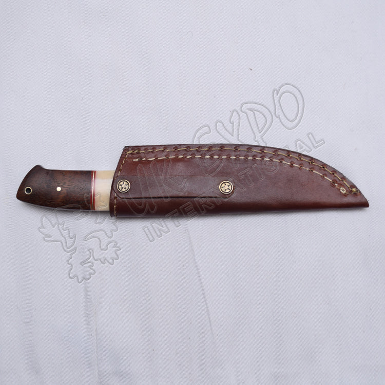Thunder Cut Knife Damascus Blade With Wood/Bone Handle Brass
