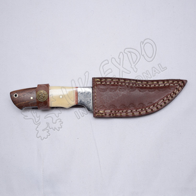 Thunder Cut Damascus Knife Wood/Bone Handle Stainless Steel