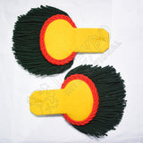 Red Round Epaulettes Yellow Dark Green Wool Military Shoulder Boards