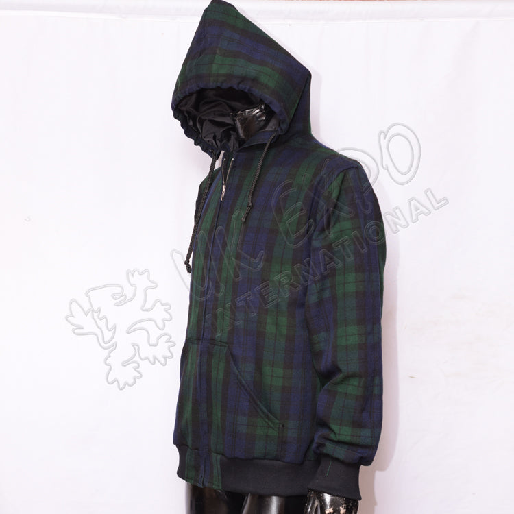 Men's Black Watch Tartan Hooded Jacket
